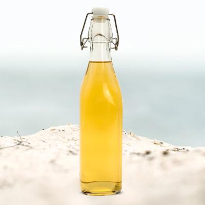 China Best Sale 250ml 500ml 1000ml Clear Square Kombucha Environment Friendly Swing Top Beer Bottles for sale