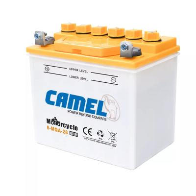 China Camel 6-MQA-28 Motorcycle Batteries Dry Charged Lead Acid Battery For BMW Haojue Lifan 02 (E10) for sale