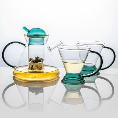 China Sustainable Christmas Gift Brewing Clear Cooking Glass Teapot With Warmer Set for sale