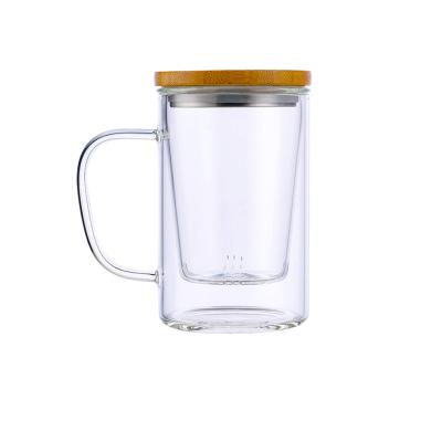 China Viable Coffee Factory Wholesale 420ml Glass Tea Cup Custom Drinks Mug For Office for sale