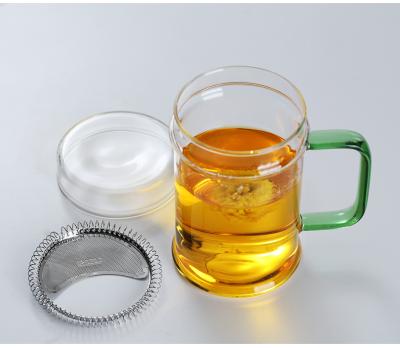 China Viable Clear Glass Mug of Green Tea with Crescent Moon Filter Cup for sale