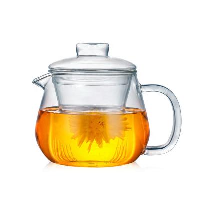 China Sustainable Coffee Capacity 450ml Mini Teapot Glass Heat Resistant Glass Teapot for sale