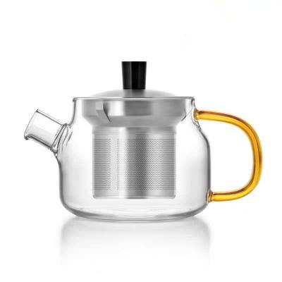 China Viable Heat Resistant Glass Teapot Filter Stainless Steel Tea Set High Borosilicate 475ml Glass Teapot For Home for sale