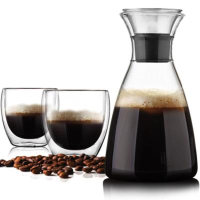 China Sustainable Coffee High Borosilicate Glass Cold Water Bottles Commonly Used For Kitchen Tables for sale