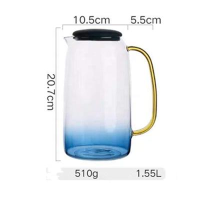 China Popular and Attractive 1.55l Cold Water Cup Viable Coffee Heat Resistant Transparent Glass Jar for Home for sale