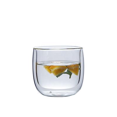 China Fashionable Wholesale Clear Wall Viable Double Design Glass Mug For Drinking for sale