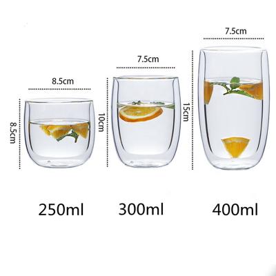 China Sustainable Handmade Transparent Double Wall Coffee Design250ml350ml450ml Glass Cups For Home for sale