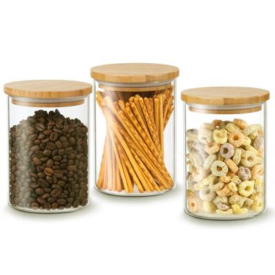 China Eco - Friendly Glass Bottles Coffee Eco - Friendly Storage Jar With Bamboo Lid for sale