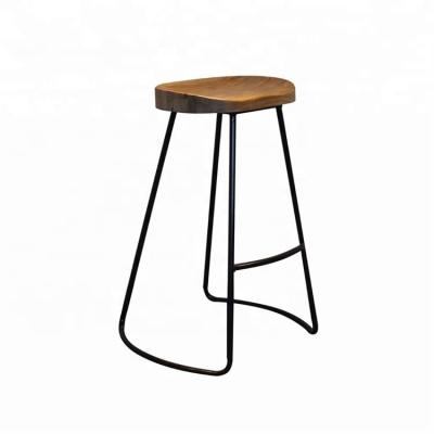 China Industrial KD Metal Knocked Down High Bar Counter Stools Solid Wood Frame Seat for sale