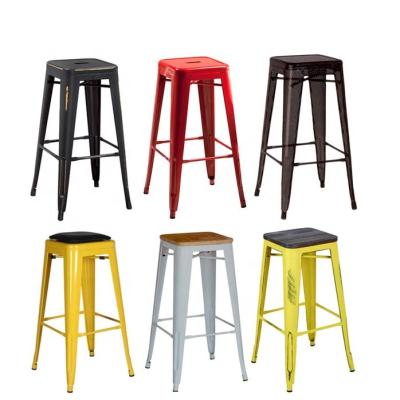 China Tolix Super Comfortable Cheap Bar Stool Metal Wholesale Seat Bistros Cafe Wood Top Bar Stools for sale