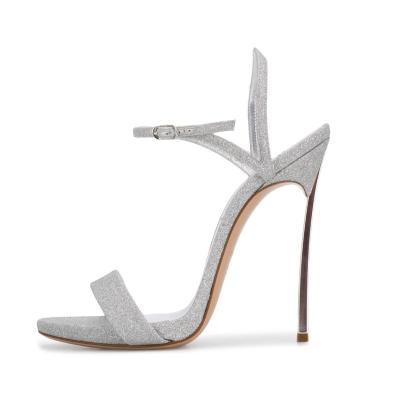 China Bridal Shoes Stilettos Breathable Chaussure Femme Glitter Sandals Women Ankle Strap Fashion Party High Heels for sale