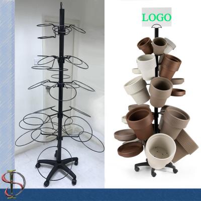 China Flowerpots Display Stand / garden pots display rack / Metal Floor Display Stand / round hooks display rack for sale