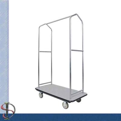 China Heavy-Duty Luggage Cart / Metal Luggage Trolley / Hotel Luggage Cart /Chrome Round Bend Tube Luggage Trolley / Bellman for sale