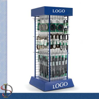 China Tooling 4 sides grid display / metal display stand / Tooling display rack with casters / Tooling display stand for sale