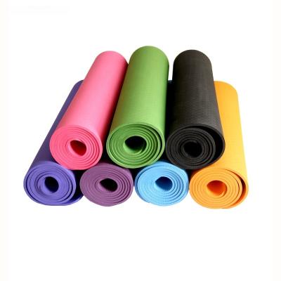 China Non-slip mat 6 mm Low MOQ Yoga Tape Mat Eco Material Yoga Mat Single Color Portable Nonslip Exercise Tape Yoga Mat for sale