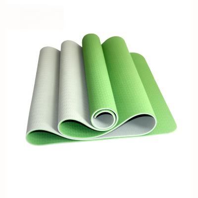 China Lightweight Two Colors Strip Yoga Mat 8mm Yoga Mat Best Non Slip Custom Print Patterned Eco Yoga Mat for sale