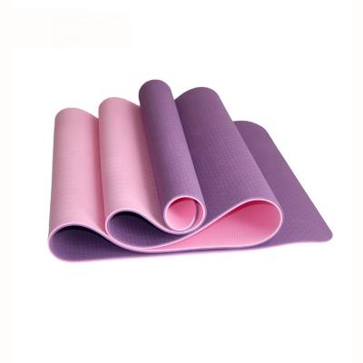 China 183*61cm Tape Yoga Mat 6mm Home Use Pilates Eco Non Slip Yoga Mat Dual Color Yoga Mats Wholesale From Manufacturer Tpe for sale