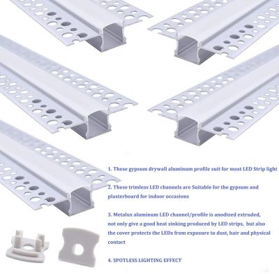 China Decorations / Construction / Industry Plaster in Trimless LED Channel System for LED Strip Profile Aluminum White Plasterboard Covers Recessed Housing Track Extrusion for sale