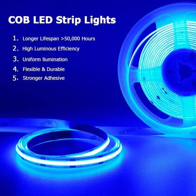 China Free Sample Fcob ETL ERP Hotel/Theme Park/Residential Ce Rohs 10mm 320 480 Outdoor Smart Stripe 12v 24v 528leds 6000k Cob Led Flexible Strip Light for sale