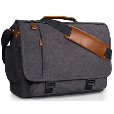 China Business Canvas 16 INCH Shoulder Laptop Bag Leather Laptop Shoulder Bag for sale