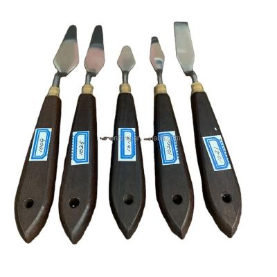 China Painting and Mixing 5pcs Handle Painting Knife Set Wooden Knives/Palette/Spatula for sale