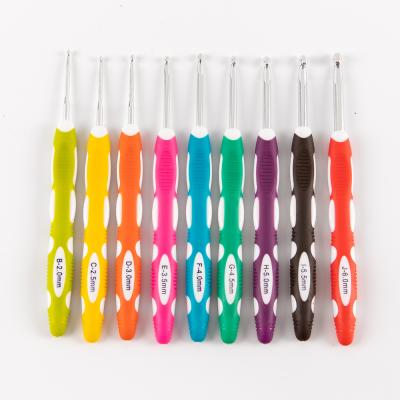 China Convenient Good Quality Ergonomic Multicolor Handle Knitting Crochet Hook Of Biggest Best Seller for sale