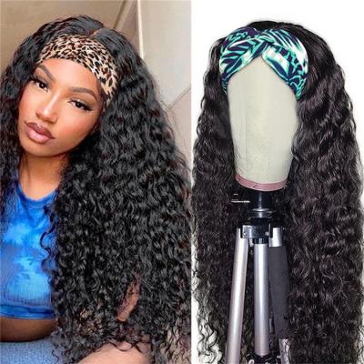 China Cheap Curly Natural Virgin Brazilian Human Hair Vendors Deep Wave Headband Wig Hair for sale