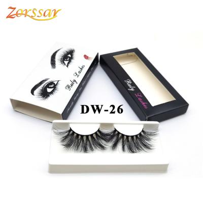 China Wholesale Private Label 25mm Natural Long Eyelashes With Custom Eyelash Packaging Box Made By 5D 4D 3D Mink Eyelashes Vendor for sale