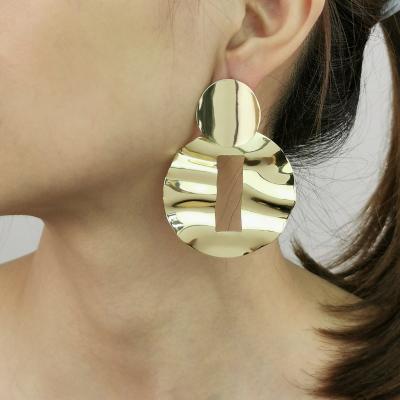 China Irregular Punk Round Geometric Rectangular Earring Trend Gold Drop Earrings Vintage Metal Female Jewelry for sale