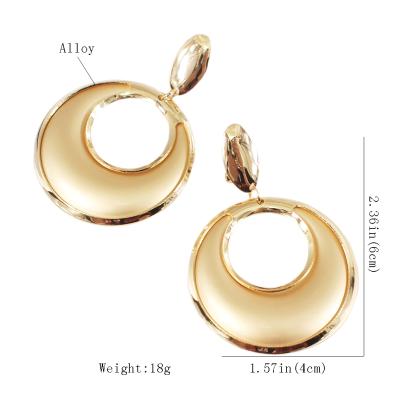 China Punk Women 2020 Fashion Jewelry Charms Drop Dangle Earrings Dubai Gold Plated Circles Round Latest Design Earrings for sale