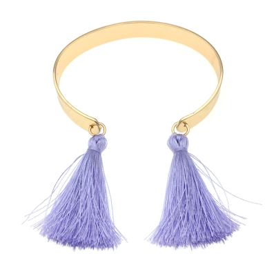 China Vintage Fashion Charm Bracelets For Women Jewelry Silk Gold Plated Circle Bangle Bracelet Tassel Thread Cuff Wholesale Gifts for sale