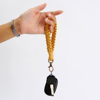 China 2021 Feel Soft Wholesale Craft Accessories Handmade Boho Cotton Rope Braided Colorful Macrame Tassel Key Chain Yarn Weave Car Key Holder for sale