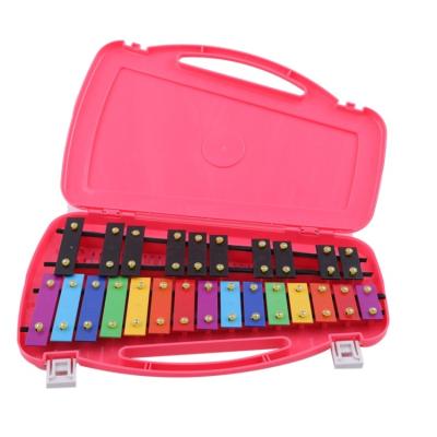 China Plastic and Metal 25 Notes Glockenspiel Xylophone Hand Blow Xylophone Percussion Rhythm Musical Educational Teaching Instrument Toy With Case for sale