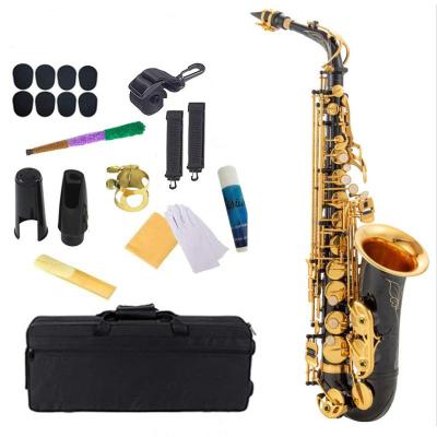 China Good Quality High Quality Nickel Black Gold Alto E-flat Saxophone with Hand Engraving and Full Accessories for sale