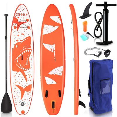 China Factory Supply Wholesale Unisex Inflatable Surfing Stand Up Paddle Board Shark Design Traveling ISUP for sale