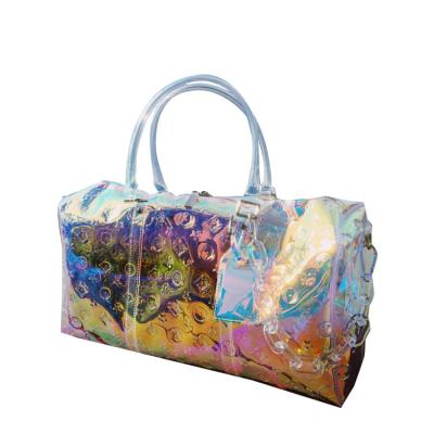 China Fashion PVC Holographic Travel Makeup Toiletry Storage Bag Holographic Gym Bag TPU Holographic Duffle, PVC bag for sale