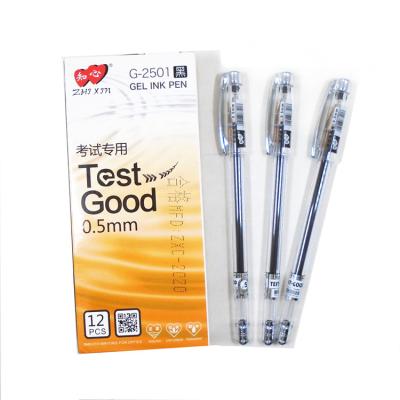 China Lovein 0.5 Normal Clear Plastic Permanent School Exam Gel Filled Pens for sale