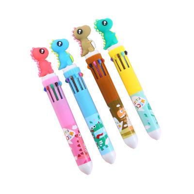 China office & School Pen Cheap Creative Dinosaur 10 in 1 Pen Multicolor Flamingo 10 Color Pen Unicorn Full Color Ball Pen for sale