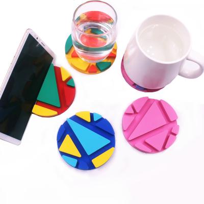 China Home Hotel Restaurant Customized Promotional Multifunctional Phone Holder Silicone Coaster for sale