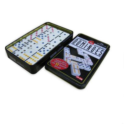 China 136 Non-Toxic Professional Size 28 Bricks Dominoes In Tin Box Or PVC Box for sale