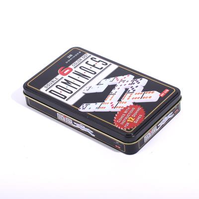 China Professional Wholesale Game Game Double Six Acrylic Plastic Dominoes In Tin Box 50*25*12mm for sale