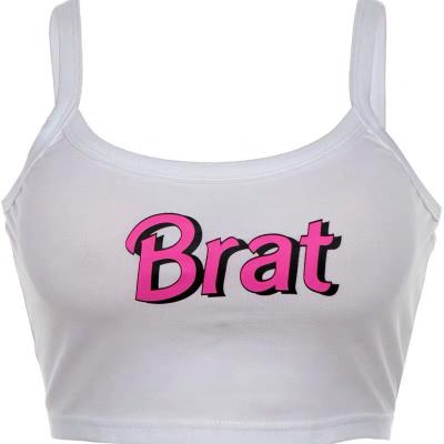 China Anti-pilling 2021 Wholesale Women Customized Letter Printing Brat Crop Top Brat Tank for sale