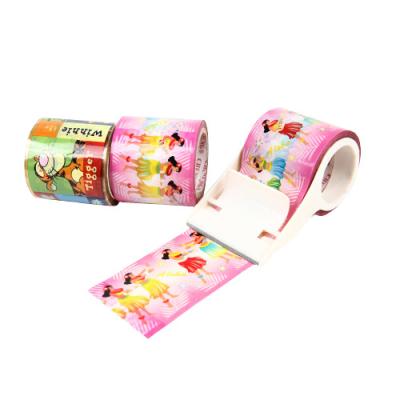 China Small Bopp Waterproof Deep Rooted Adhesive Sticky Tape Product Wrap Official Colorful Cartoon Adhesive Transparent Tape for sale