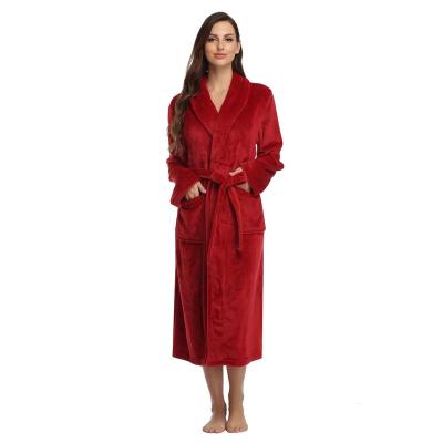 China Women's Lady Gown Winter Brand Loungewear Solid Colors Flannel Fleece Thermal Bathrobe Custom Thick Sexy Sleepwear Sleep Robe for sale