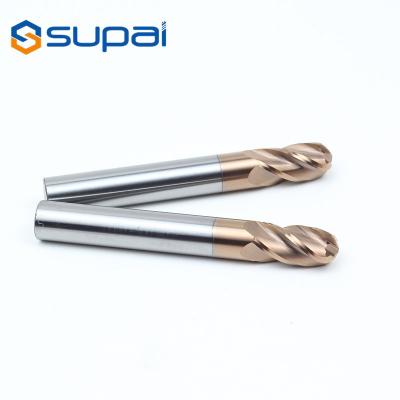 China 4 Fluitjes Ball Neus End Mills 100% wolfraamcarbide gereedschapsmaler voor CNC-freesfabriek Te koop