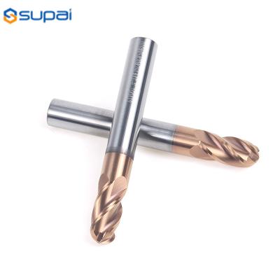 China 4 Flute Carbide Ball Nose End Mill Tisin Coating para aço inoxidável à venda