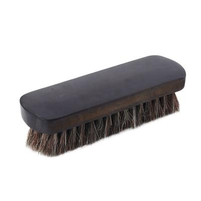 China Soft horsehair leather cleaning brush with wooden handle for sale