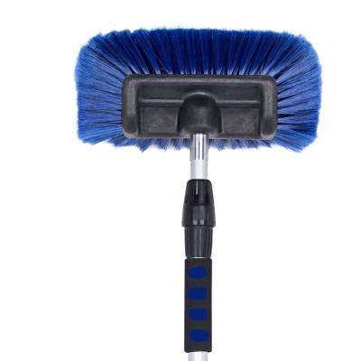 China Telescopic Aluminum Handle Five Surface Soft Wash Brush Head Water Flow Through Car Wash Brush for sale