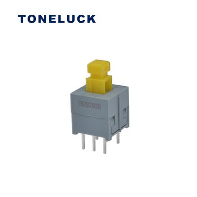 China Toneluck 2P2T 1A 30VDC Yellow Push Button Switch LTV-75-SN5.7B-BN for sale