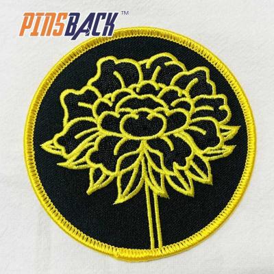 China 3D China Factory Custom Logo Various Round Iron On Backing Embroidery Patches For Apparel Flower Woven Badge DIY Accessories Patch for sale